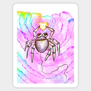 Spider in love and rainbow Sticker